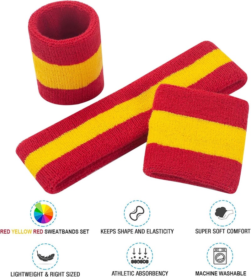 FACATH Sweatbands Headband and Wrist Set, Cotton Sweat Band for Athletic Men and Women, Sweatbands Sports Headbands for Working Out, Running, Basketball, Tennis, Yoga - Image 2